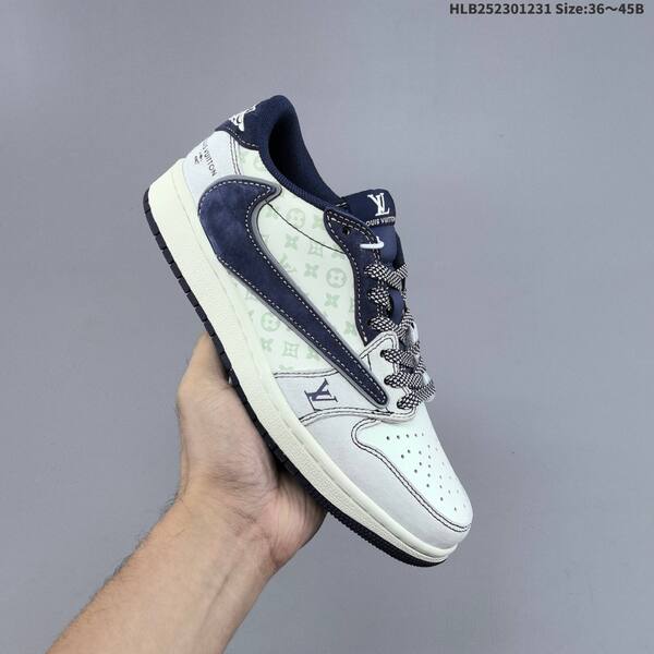 Nike Air Jordan 1 white/navy blue/grey with monogram print EU 36-45 lifestyle