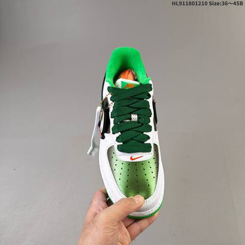 Nike Air Force 1 Low White Dark Green Bright Green Orange EU 36-45 Sneaker - Unisex (BS-62791)