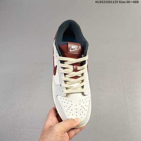 Nike SB Dunk Low Off White Burgundy Dark Navy Cream EU 36-46 Skate Shoe - Unisex (BS-63080)