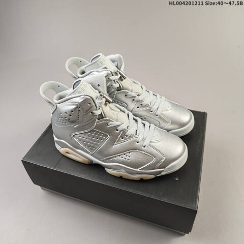 PSG x Air Jordan 6 Retro Silver Metallic AIR JORDAN 6 Aj6 Lifestyle (BS-67491)