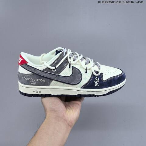 Nike SB Dunk Low Retro DIY Louis Vuitton Off White Navy Grey Red EU 36-45 Skate Shoe - Unisex (BS-62292)