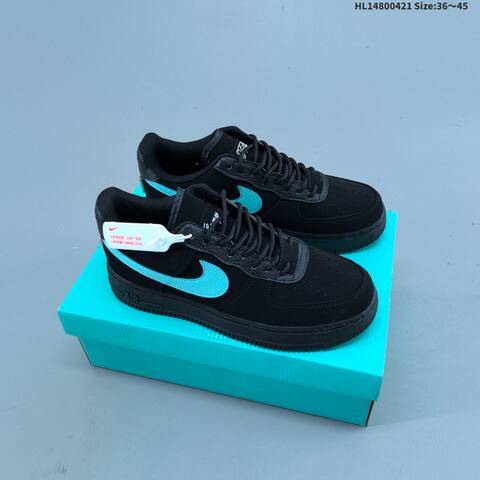 Nike Air Force 1 07 Black Tiffany Blue EU 36-45 Skate Shoe - Unisex (BS-60603)