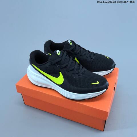 Nike Revolution 8 White Black Neon Green EU 36-45 Running Shoe - Unisex (BS-61691)