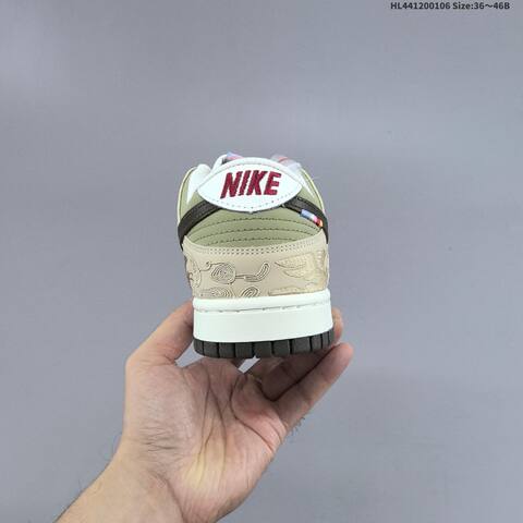 Nike Dunk Low White Beige Olive Green Dark Brown EU 36-46 Skate Shoe - Unisex (BS-62187)