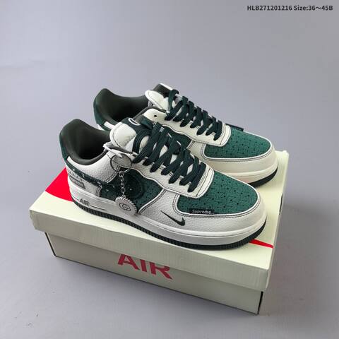 Nike Air Force 1 07 White Black Grey Dark Green EU 36 45 Skate Shoe EU 36-45 - Unisex (BS-62650)