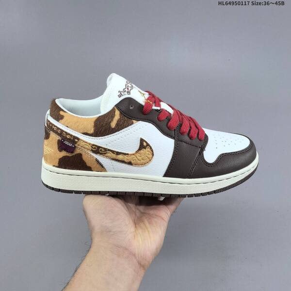 Nike Air Jordan 1 Low OG white/brown/red with cow-print accents EU 36-45 lifestyle