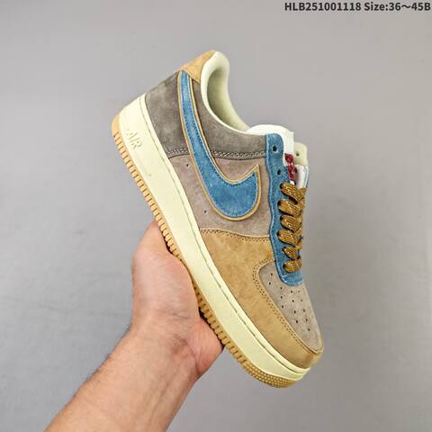 Nike Air Force 1 07 Brown Blue Beige Cream EU 36-45 Sneaker - Unisex (BS-63496)