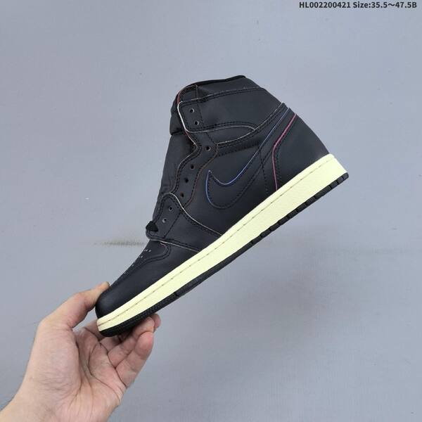 Jordan Air Jordan 1 High OG Black/Muslin with blue and pink contrast piping 35.5-47.5 basketball