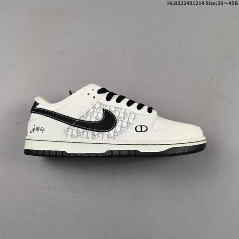 Nike SB Dunk Low White Black Grey EU 36-45 Skate Shoe - Unisex (BS-62690)