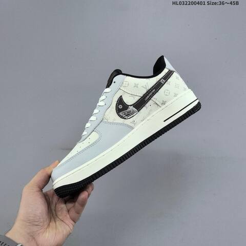 Nike Air Force 1 Low Off White Light Grey Black Red EU 36-45 Skate Shoe - Unisex (BS-60997)
