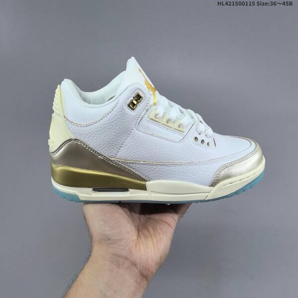 Jordan Air Jordan 3 Retro SE white/metallic gold/ice blue 36~45 basketball