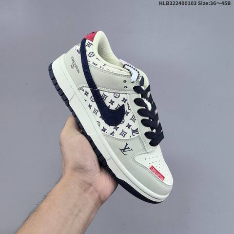 Nike SB Dunk Low Off White Navy Red Black EU 36-45 Skate Shoe - Unisex (BS-62258)