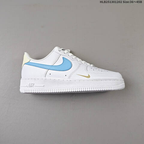 Nike Air Force 1 07 White Light Blue Gold EU 36-45 Skate Shoe - Unisex (BS-62883)
