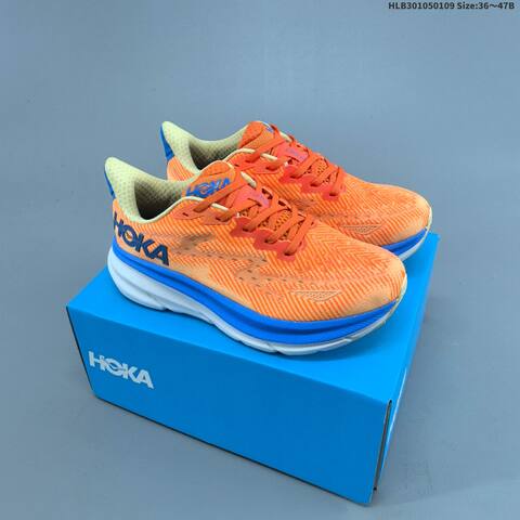 HOKA ONE ONE Clifton 9 Neon Yellow Light Blue White Orange EU 36-47 Running Shoe Running Sneakers - Unisex (BS-69409)