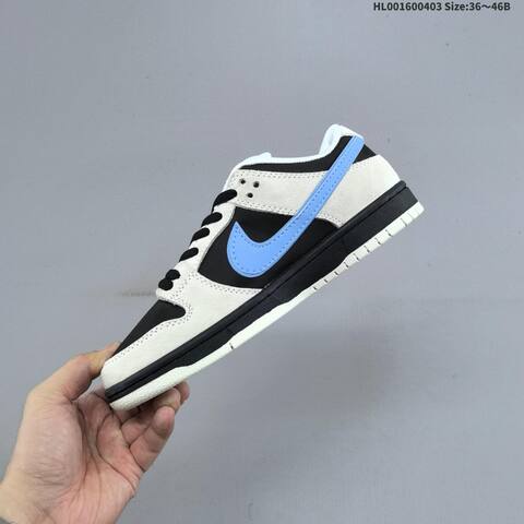 Nike SB Dunk Low Black Light Grey Light Blue White EU 36-46 Skate Shoe - Unisex (BS-60959)