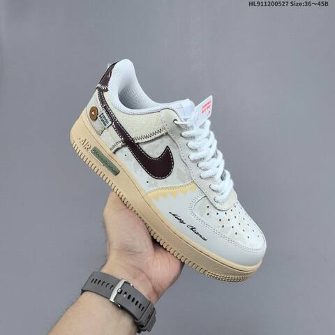 Nike Air Force 1 07 White Beige Burgundy Pale Yellow EU 36-45 Skate Shoe - Unisex (BS-60078)