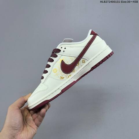 Nike Dunk Low Off White Burgundy Gold EU 36-45 Skate Shoe - Unisex (BS-61620)