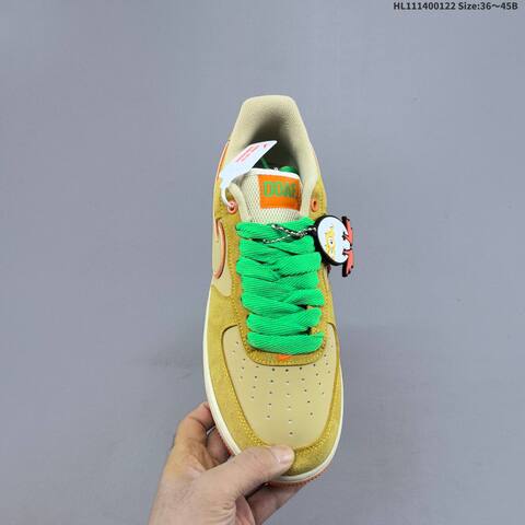 Nike Air Force 1 Low Tan Olive Green Orange Cream EU 36-45 Sneaker - Unisex (BS-61827)