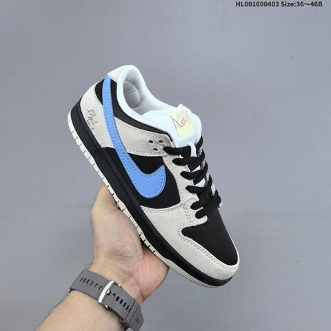 Nike SB Dunk Low Black Light Grey Light Blue White EU 36-46 Skate Shoe - Unisex (BS-60959)