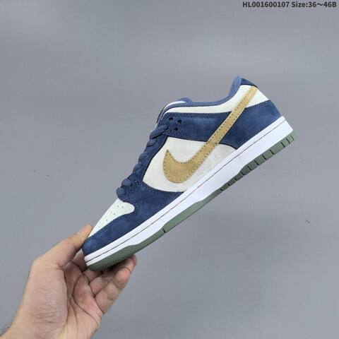 Nike SB Dunk Low Pro Navy Blue Off White Gold White EU 36-46 Skate Shoe - Unisex (BS-62174)