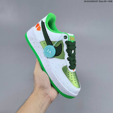 Nike Air Force 1 07 White Dark Green Bright Green Orange EU 36-45 Sneaker - Unisex (BS-62170)