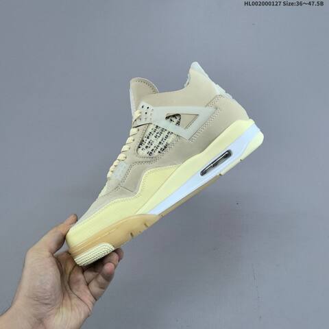 Off-White x Air Jordan 4 Retro Cream Sail OW AIR JORDAN 4 Aj4 Lifestyle (BS-66801)