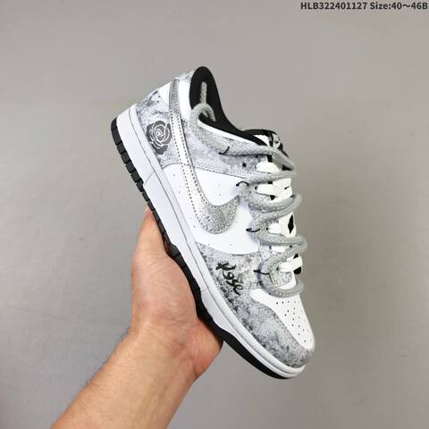 Nike Dunk Low Retro DIY White Grey Black Silver EU 40-46 Skate Shoe - Men's (BS-63005)