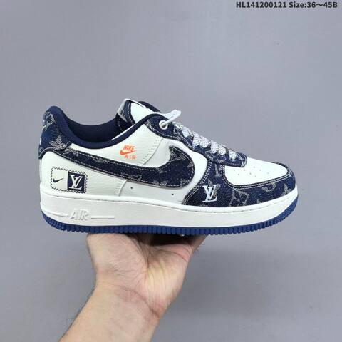 Nike Air Force 1 07 Low White Navy Blue Orange EU 36-45 Sneaker - Unisex (BS-61852)