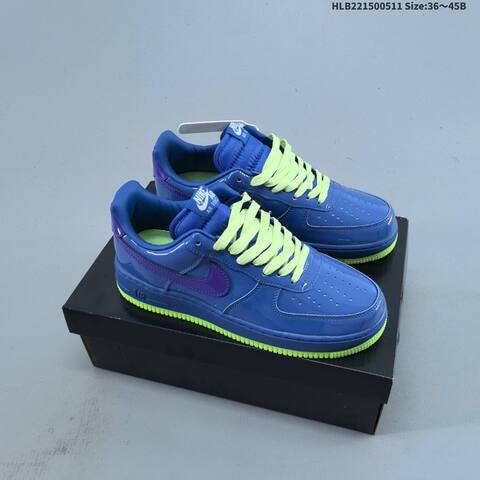 Nike Air Force 1 07 LV8 Blue Purple Neon Yellow EU 36-45 Sneaker - Unisex (BS-60407)
