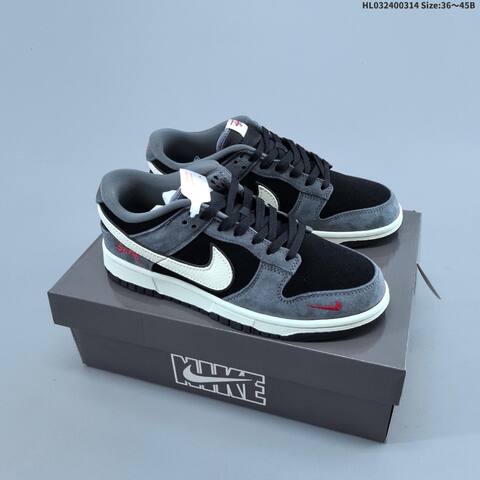 Nike SB Dunk Low Black Grey White Red EU 36-45 Skate Shoe - Unisex (BS-61313)