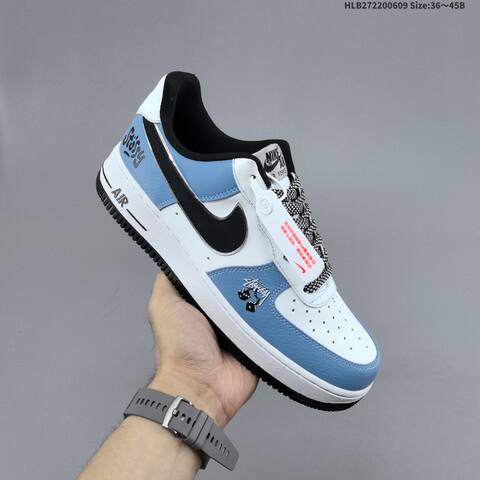 Nike Air Force 1 07 LV8 Stussy White University Blue Black Silver EU 36-45 Sneaker - Unisex (BS-59930)