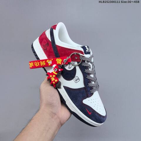 Nike SB Dunk Low Retro DIY White Navy Red EU 36-45 Skate Shoe - Unisex (BS-62051)