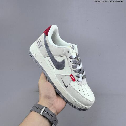 Nike Air Force 1 Low Off White Light Grey Dark Grey Red EU 36-45 Sneaker - Unisex (BS-60847)