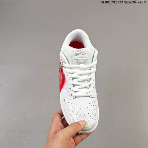 Nike Supreme x Nike SB Dunk Low Pro White Red Silver EU 36-46 Skate Shoe - Unisex (BS-63230)