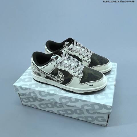 Nike Dunk Low Light Grey Navy Burgundy White EU 36-45 Skate Shoe - Unisex (BS-61908)