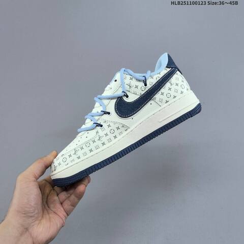 Nike Air Force 1 07 LV8 Off White Grey Red Navy Blue EU 36-45 Sneaker - Unisex (BS-61818)