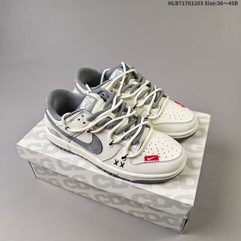 Nike Dunk SB Low Off White Light Gray Dark Gray Red EU 36-45 Skate Shoe - Unisex (BS-62857)