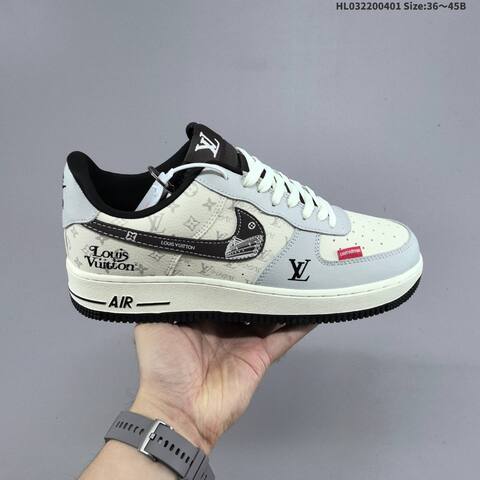 Nike Air Force 1 Low Off White Light Grey Black Red EU 36-45 Skate Shoe - Unisex (BS-60997)