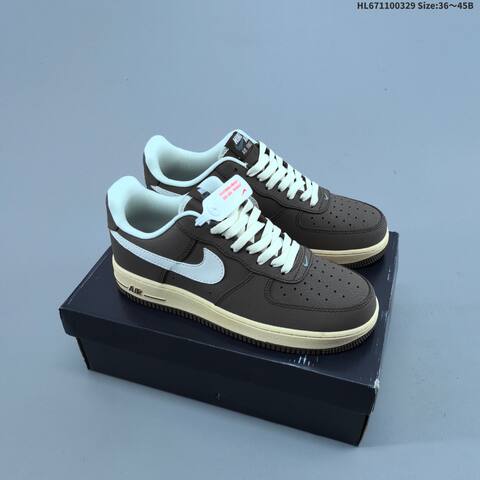 Nike Air Force 1 07 Light Beige Dark Brown Off White Blue EU 36-45 Sneaker - Unisex (BS-61059)