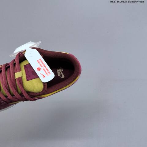 Nike SB Dunk Low Pro Burgundy Yellow Sail Black EU 36-45 Skate Shoe - Unisex (BS-61097)