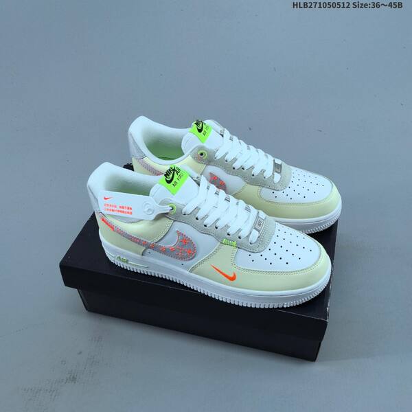 Nike Air Force 1 07 White Beige Grey Orange Neon Green Wheat Tan Gum EU 36 45 sneaker EU 36-45
