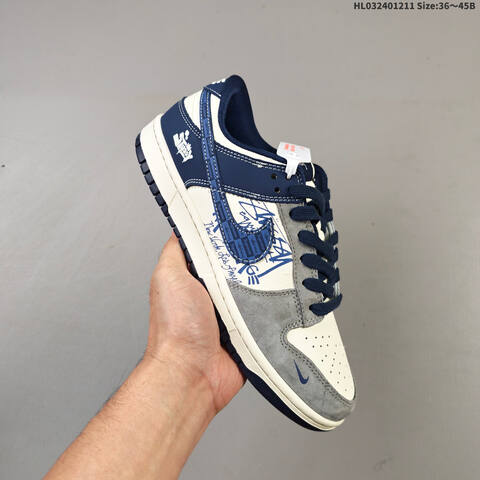 Nike SB Dunk Low Retro DIY Sail Navy Blue White Grey EU 36-45 Skate Shoe - Unisex (BS-62781)