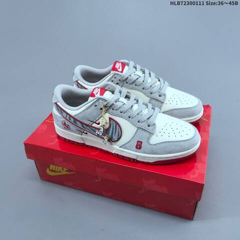 Nike Dunk Low Retro DIY Year Of The Horse White Black Red Gray EU 36-45 Skate Shoe - Unisex (BS-62070)