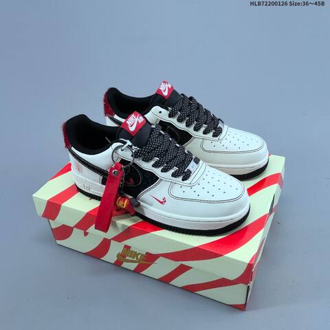 Nike Air Force 1 07 Low Light Beige White Black Red EU 36-45 Sneaker - Unisex (BS-61741)