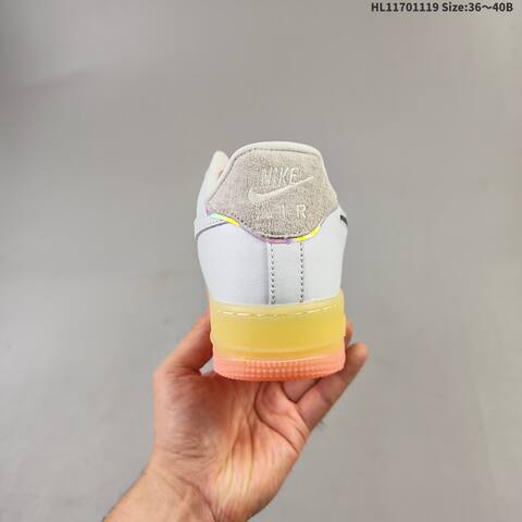 Nike Air Force 1 07 White Pink Yellow Iridescent EU 36-40 Sneaker - Unisex (BS-63435)