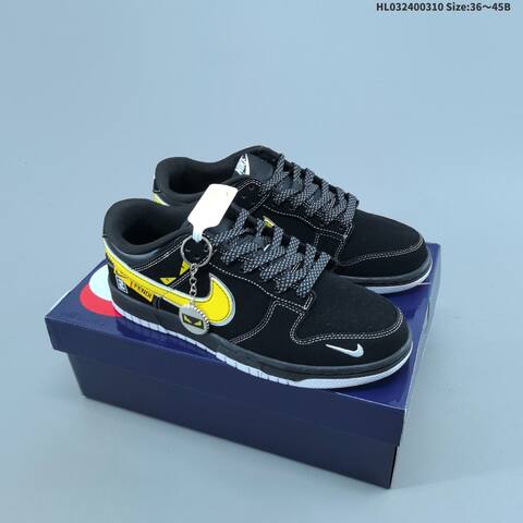 Nike SB Dunk Low Black Yellow White Silver EU 36-45 Skate Shoe - Unisex (BS-61390)