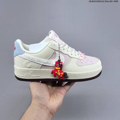 Nike Air Force 1 07 Low Beige Light Pink Light Blue Dark Brown White EU 36-45 Sneaker - Unisex (BS-61838)