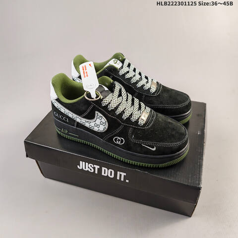 Nike Air Force 1 07 Black White Green EU 36-45 Sneaker - Unisex (BS-63086)