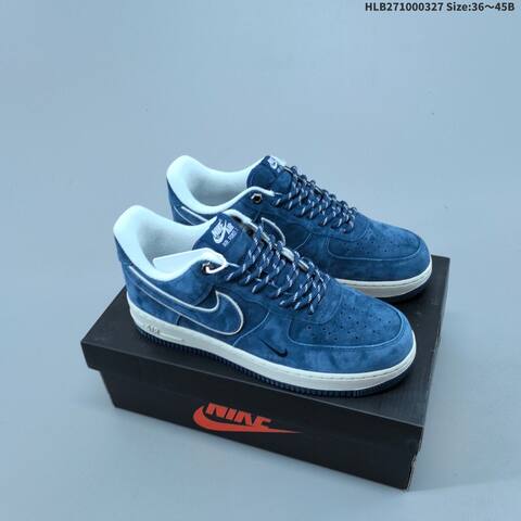 Nike Air Force 1 07 Low Navy Blue White Light Gray EU 36-45 Sneaker - Unisex (BS-61107)