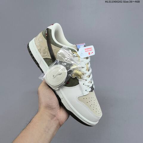 Nike SB Dunk Low Pegasus Pack CNY IQ1118-220 White Beige Olive Dark Brown EU 36-46 Skate Shoe - Unisex (BS-61585)